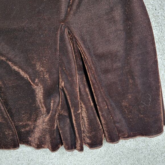 Vtg Susie Couture Velvet Skirt Set Womens L Brown Paisley Cowl Neck Whimsigoth - Picture 11 of 16
